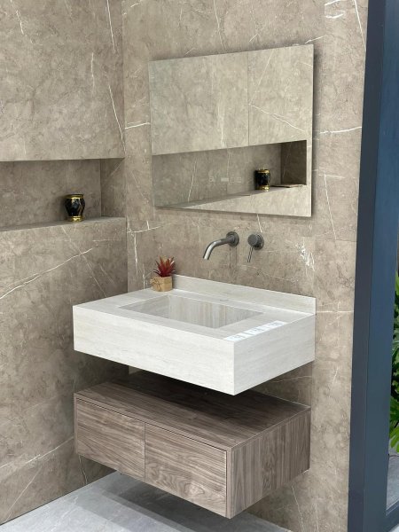 مغسلة بورسلان+مراة مضيئة